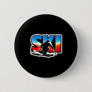 Ski Skifahrer Skifahren Liebhaber Wintersport Berg Button
