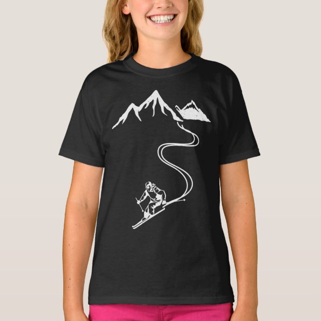 Ski Skiing Mountains Skier Winter Sports T-Shirt (Vorderseite)