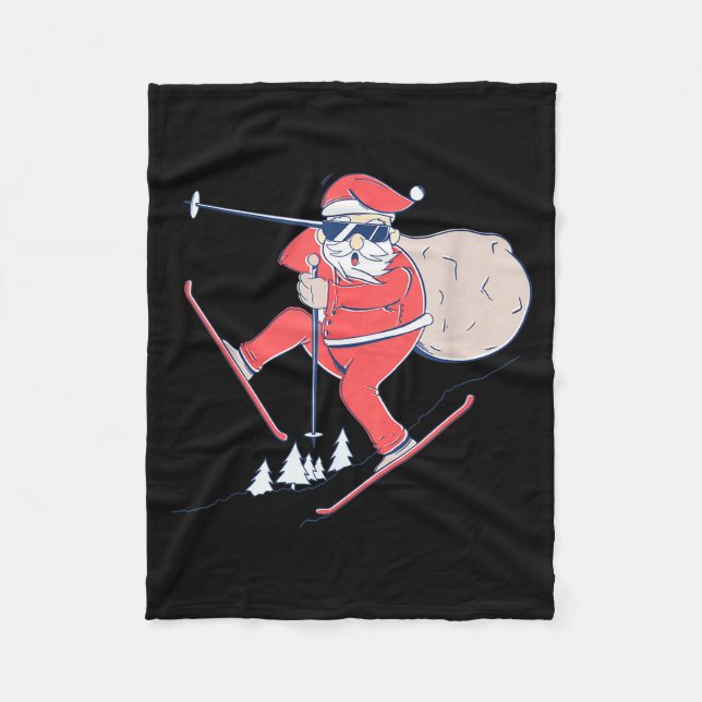 Ski Skiing Snow Santa Claus Christmas X-mas Gift  Fleecedecke (Vorderseite)