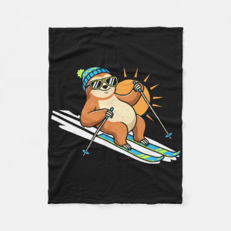 Ski Sloth With Sungles And Beanie Sunny Slope  Fleecedecke