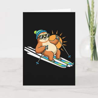 Ski Sloth With Sungles And Beanie Sunny Slope  Karte