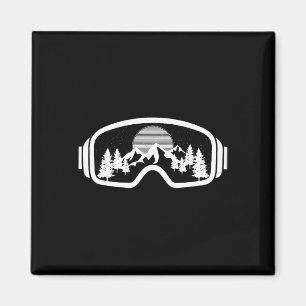 Ski Snowboard Shirt Skibrille Ski fahren Schneeber Magnet