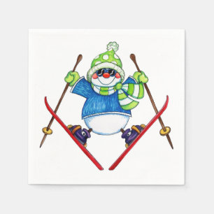 Ski Snowman - serviettes en papier