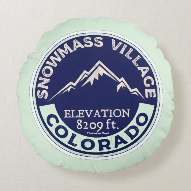 Ski Snowmass CO Throw Pillow Rundes Kissen (Vorderseite)