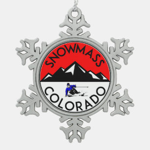 Ski Snowmass Colorado Skifahren Schneeflocken Zinn-Ornament