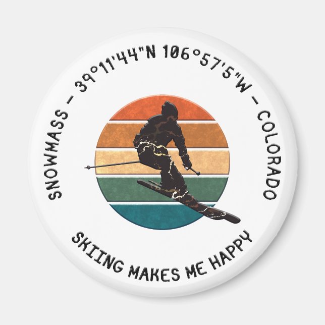 Ski Snowmesse, Colorado - Man Skier, Schwarzer Tex Magnet (Vorne)