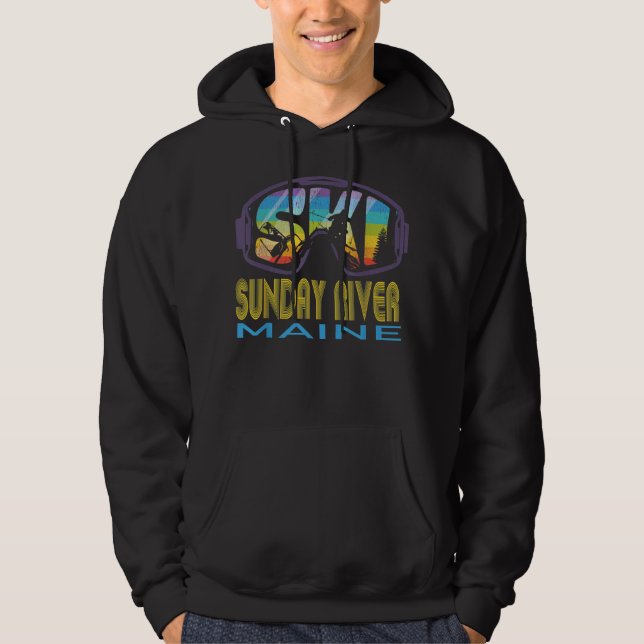 Ski Sonntag Fluss Maine Skiurlaub Hoodie (Vorderseite)