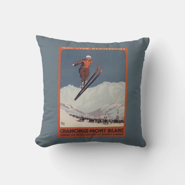 Ski-Sprung - PLM olympisches Promo-Plakat Kissen (Vorderseite)