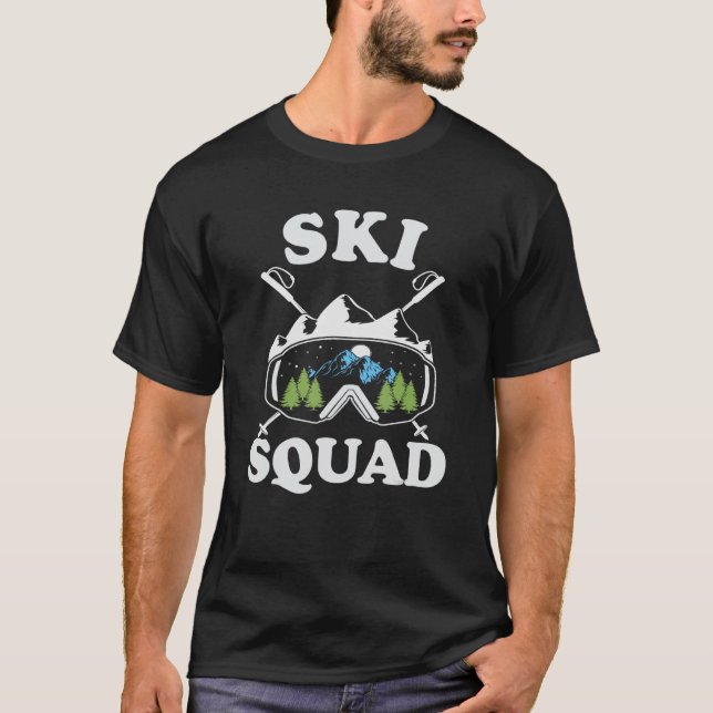 Ski Squad Cool Skifahren Skiurlaub Goggles Schnee T-Shirt (Vorderseite)