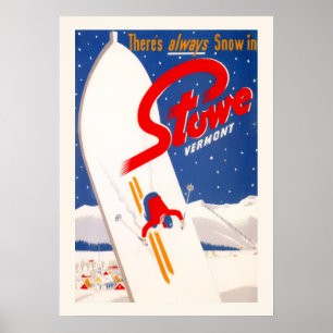 Ski Stowe Vermont 20x28 Poster