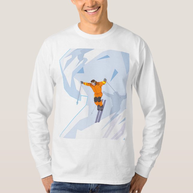 Ski sur T-shirt de base de la douille des hommes (Devant)
