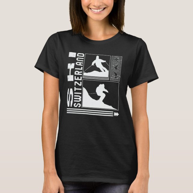 Ski Switzerland Skiing Skier Winter Snowboard Snow T-Shirt (Vorderseite)