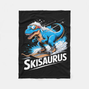 Ski t-rex Wintersport Skifahrer Dino lustiges Skif Fleecedecke