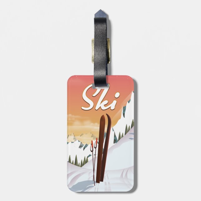 Ski Tourist-Plakat Gepäckanhänger (Rückseite vertikal)
