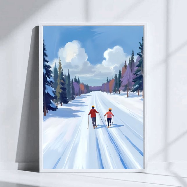 Ski Trail | Mountain Skiing Watercolor Winter Poster (Von Creator hochgeladen)