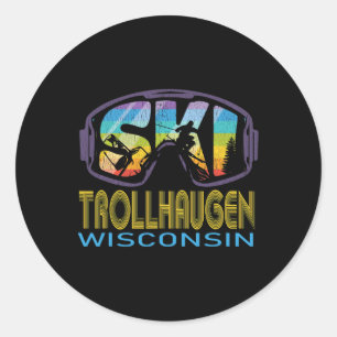 Ski Trollhaugen Wisconsin Skiurlaub _1 Runder Aufkleber