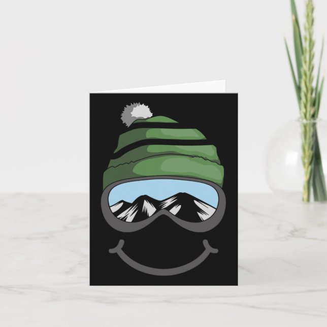 Ski und Snowboard Lover Geschenk lächelnden Skifah Karte (Vorderseite)