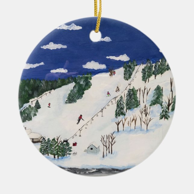 Ski- und Snowboardmalerei Keramik Ornament (Vorne)