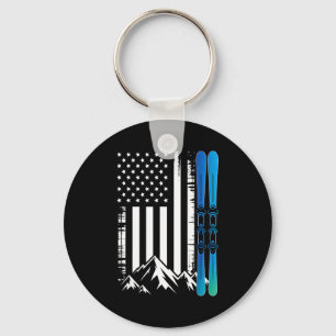Ski usa amerikanische Flagge Wintersport Skifahrer Schlüsselanhänger