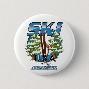 Ski USA For adventure logo. Button