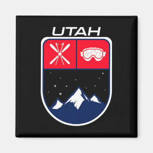Ski Utah Berg Skifahren Trail Skifahrer Brille Sta Magnet