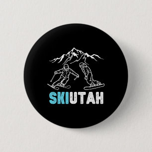 Ski Utah Skifahren Snowboarden Urlaub Souvenir Button