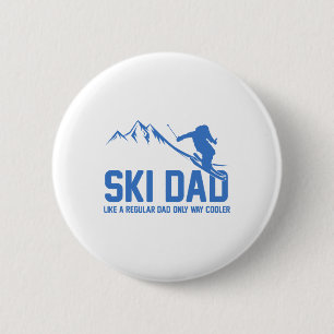 Ski-Vater Lustiger Skifahrer Schneebedeckte Abente Button