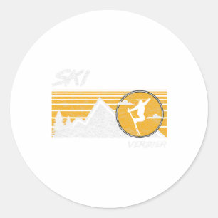 Ski Verbier Retro Schweiz Skifahren Tee Runder Aufkleber