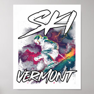 Ski Vermont Abfahrt Ski-Abenteuer Skifahren Vermo Poster