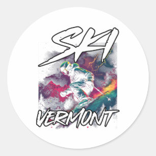 Ski Vermont Abfahrtsskifahren Abenteuer Skifahren Runder Aufkleber