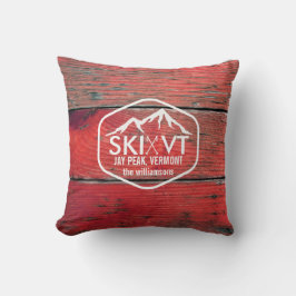 Ski-Vermont-Jay-Spitze rustikales rotes Barnwood Kissen