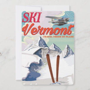 Ski Vermont Retro-Urlaubsplakat Einladung