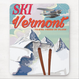 Ski Vermont Retro-Urlaubsplakat Mousepad