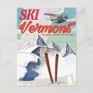 Ski Vermont Retro-Urlaubsplakat Postkarte