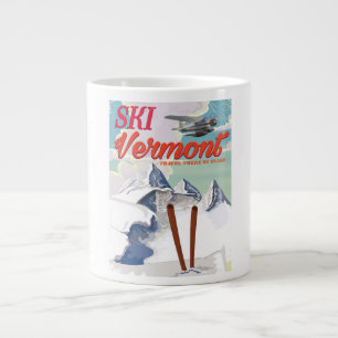 Ski Vermont Retro-Urlaubsposter Jumbo-Tasse