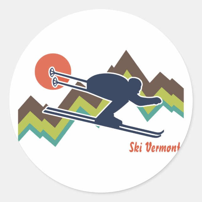 Ski Vermont Runder Aufkleber (Vorderseite)