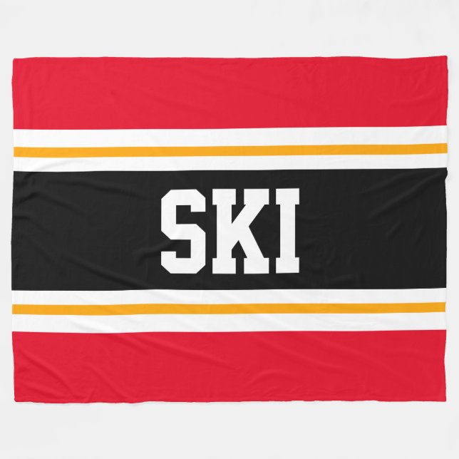 SKI Weitläufige, hellrote, schwarz-gelbe Rennstrei Fleecedecke (Vorderseite (Horizontal))