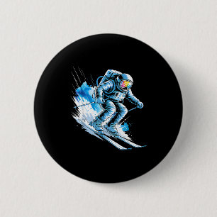 Ski-Weltraum-Wintersport Skifahren lustiger Skifah Button