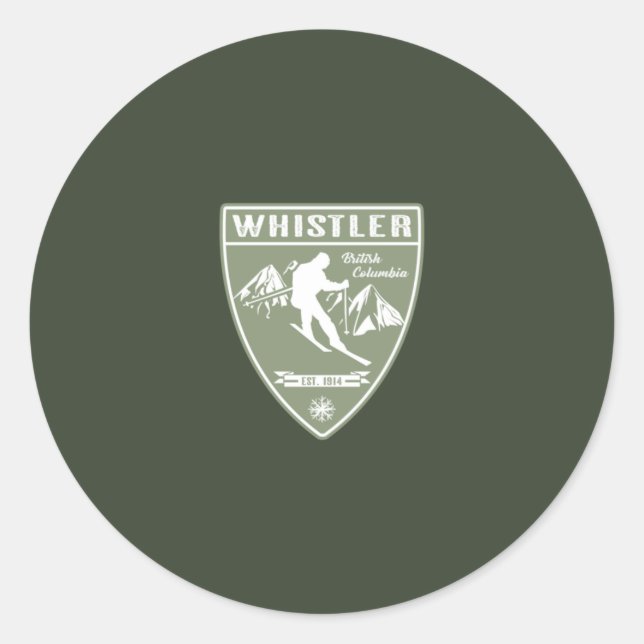 Ski Whistler British Columbia Runder Aufkleber (Vorderseite)
