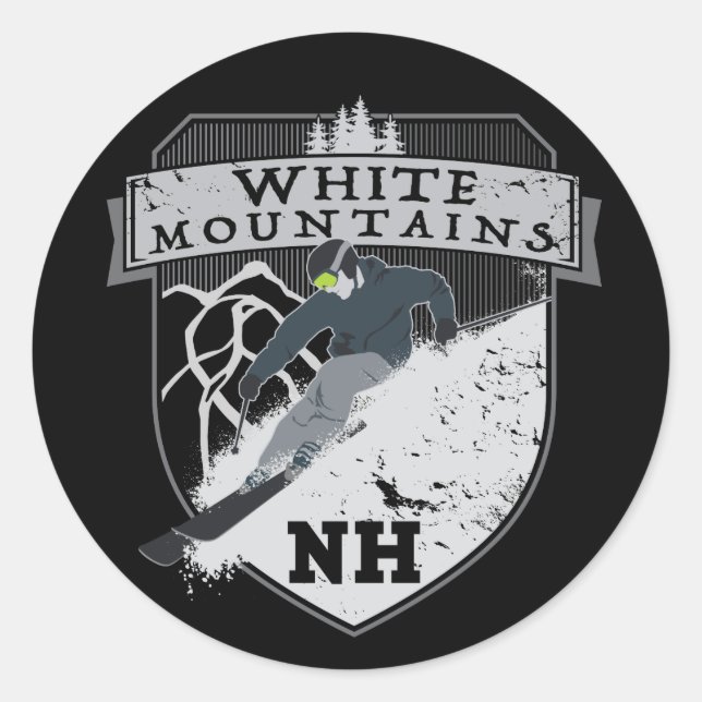 Ski White Mountains, NH Runder Aufkleber (Vorderseite)
