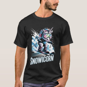 Ski Wintersport Skifahrer Lustig Skifahren Einhorn T-Shirt