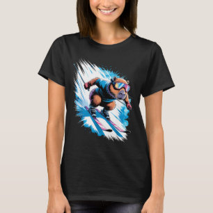 Ski-Wintersport Skifahrer lustige Skifahrt Capybar T-Shirt