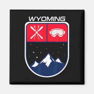 Ski Wyoming Berg Skifahren Trail Skifahrer Brille Magnet