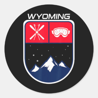 Ski Wyoming Mountain Skiing Trail Skier Goggle Pol Runder Aufkleber