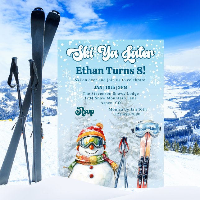 Ski Ya Later Apres Ski Winter Snow Boys Birthday Einladung (Von Creator hochgeladen)