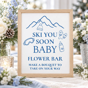 Ski You Soon Winter Blue Boy Baby Shower Blume Poster