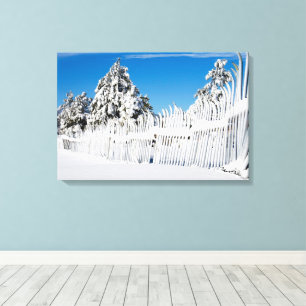 Ski-Zaun beschichtet in der Schnee-Fotografie Leinwanddruck