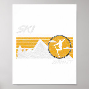 Ski Zermatt Schweiz Retro-Ski-T-Shirt Poster
