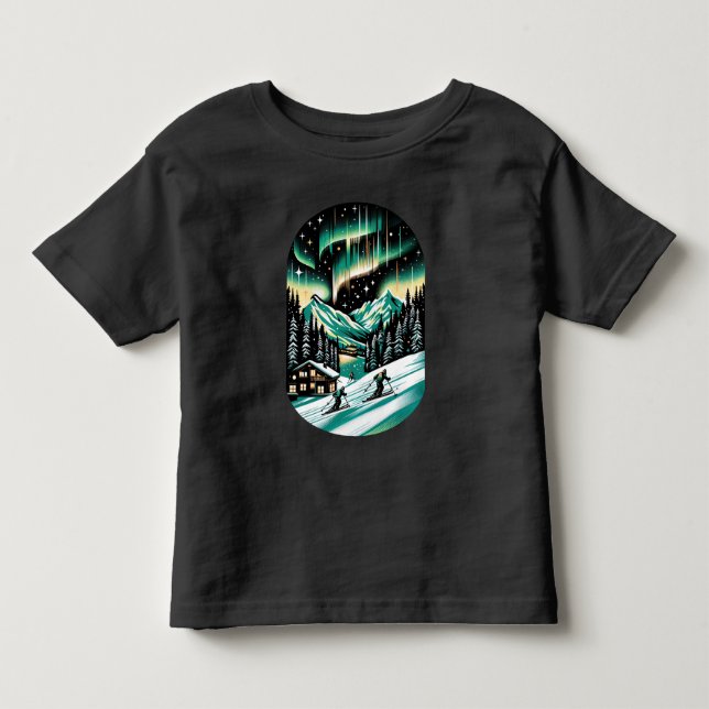 Skiabenteuer Aurora Unisex Kleinkind T-shirt (Vorderseite)
