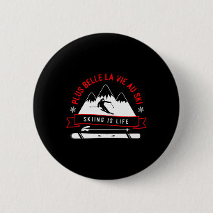 Skiabenteuerbegeisterte Grafikkunst Button